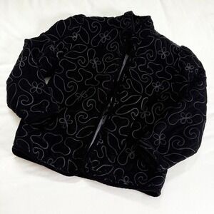 90s black velvet swirl embroidered vintage no brand tag fits like a medium